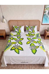 Hand Painted Rayon Bedsheet Set Queen Size